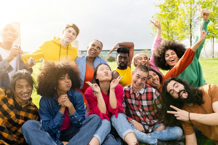 A diverse group of people spending time together